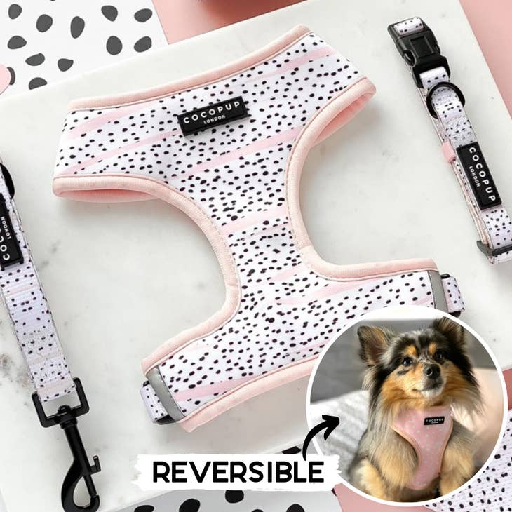 cocopup london - pink dalmatian reversible harness