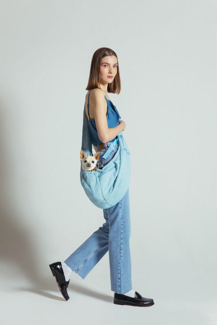 Eco Packable Sling Carrier in Sky Blue for Dogs