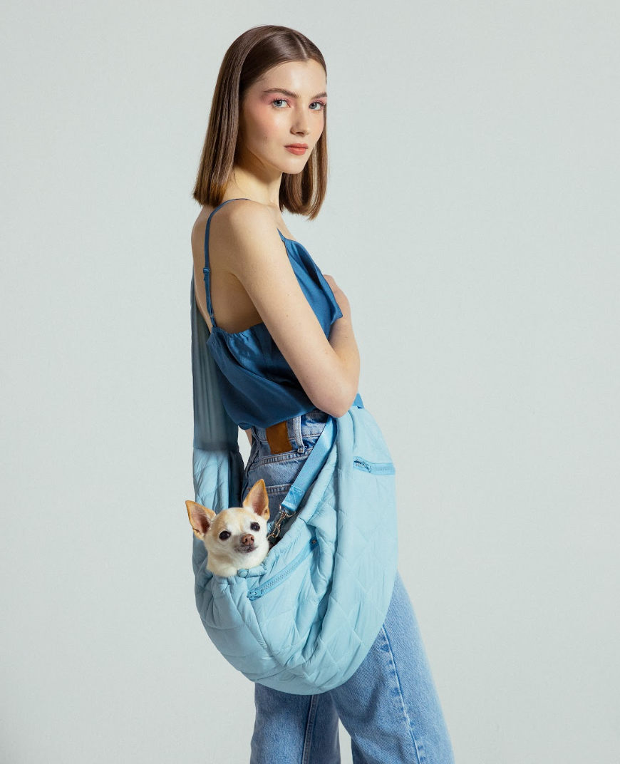 Eco Packable Sling Carrier in Sky Blue for Dogs