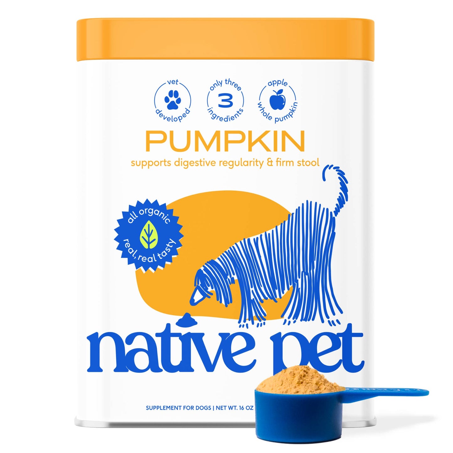 Organic Pumpkin Fiber Powder, Digestive Supplement for Dogs