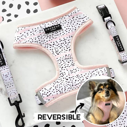 cocopup london - pink dalmatian reversible harness