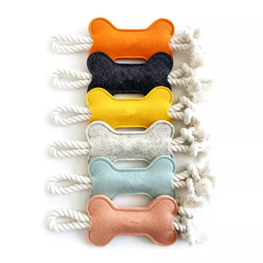 Bone With Rope Cotton Chew Dog Toys