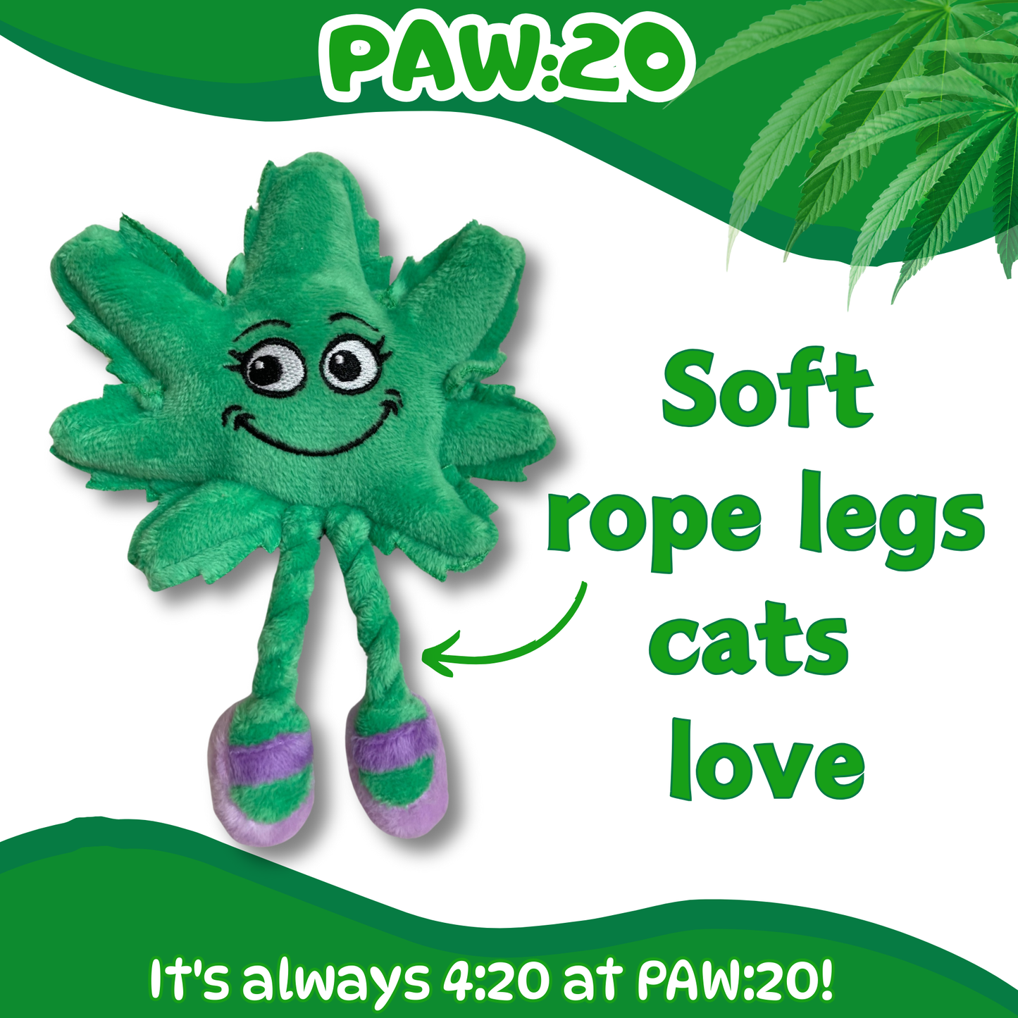Lil' Mary Jane the Marijuana Leaf, Plush Catnip 420 Cat Toy