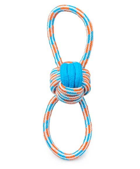 ThoozyPet Figure 8 Knot Ball Rope Dog Toy Blue / Red 11.5"