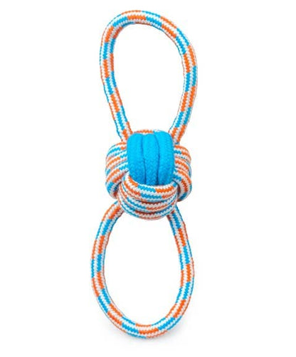 ThoozyPet Figure 8 Knot Ball Rope Dog Toy Blue / Red 11.5"