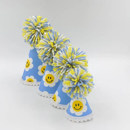 blue daisy party hat