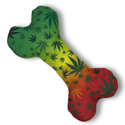 Stoned to da Bone, Rasta Weed Leaf Patten, 420 Bone Dog Toy