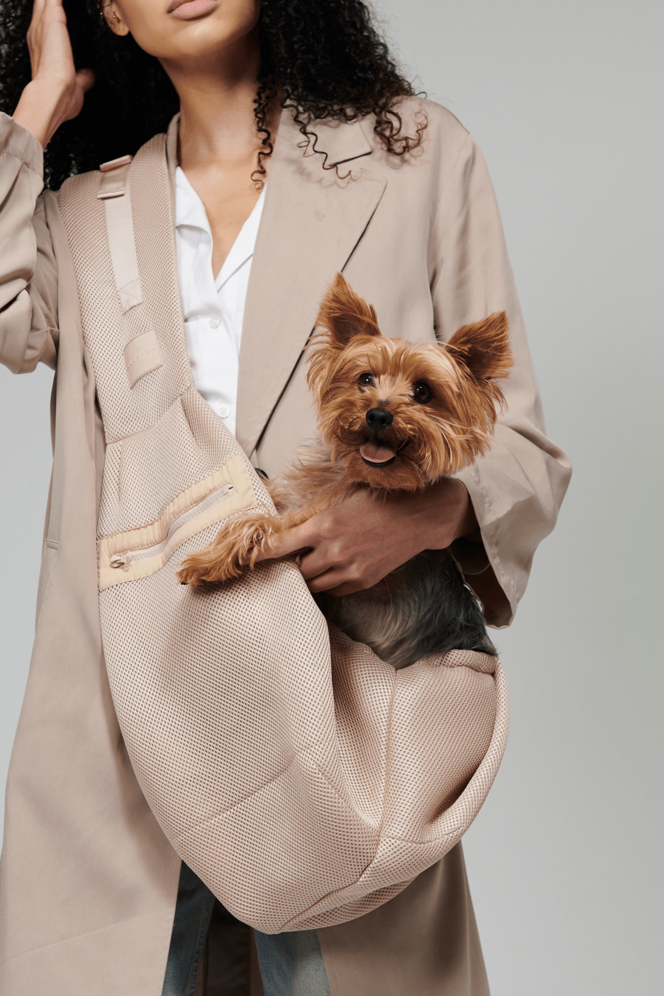 Mesh Packable Sling Carrier for Dogs - Sand
