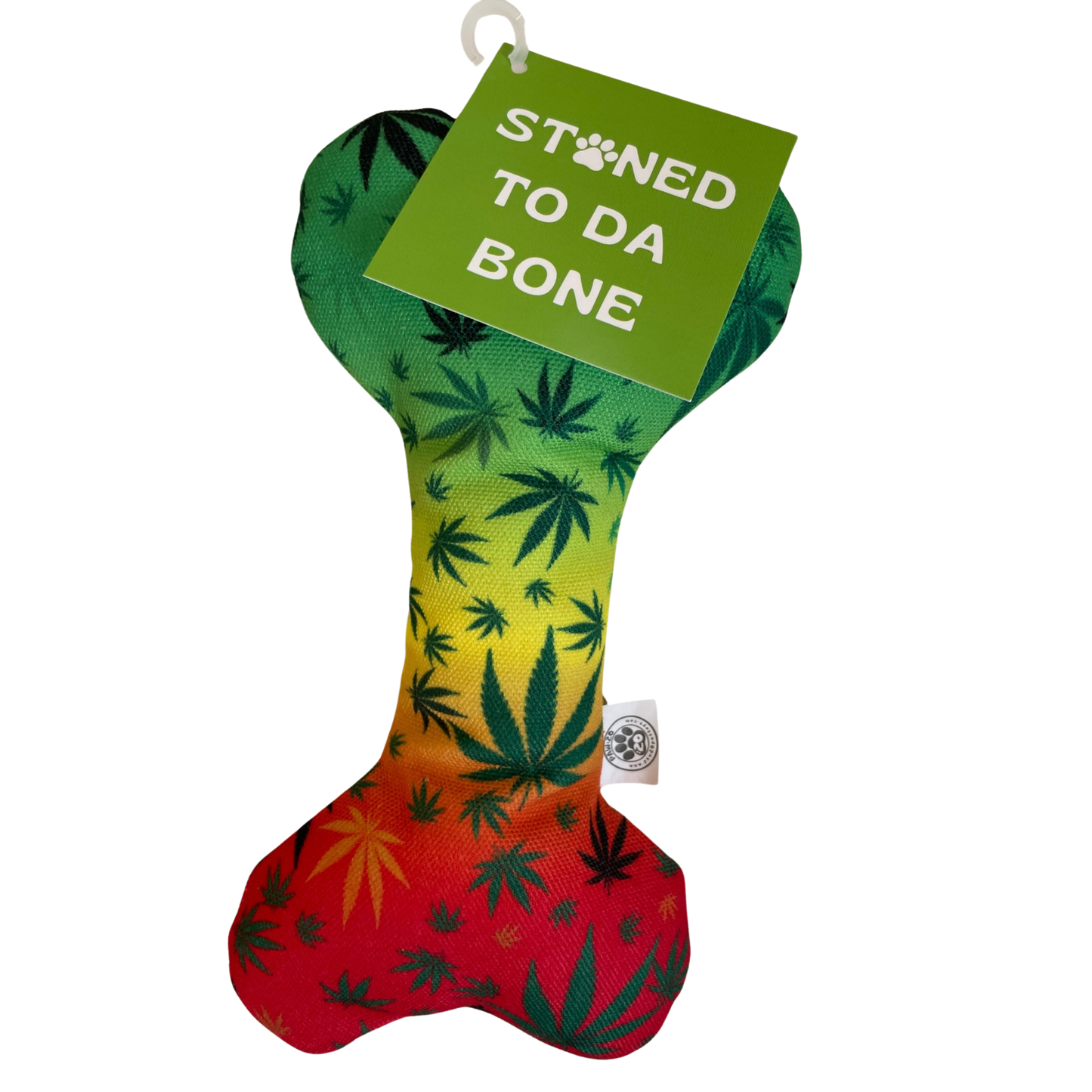Stoned to da Bone, Rasta Weed Leaf Patten, 420 Bone Dog Toy