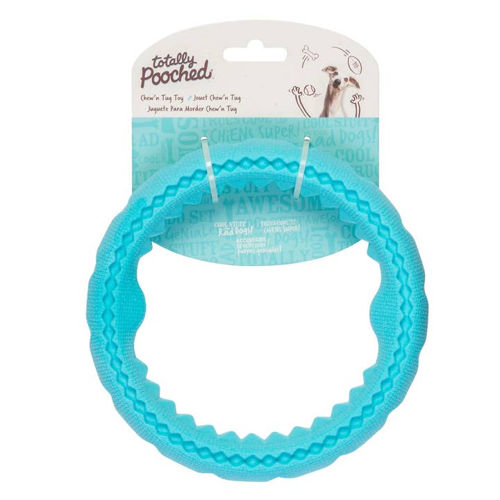 Totally Pooched Chew N' Tug Ring, Foam Rubber, 6.5", Teal