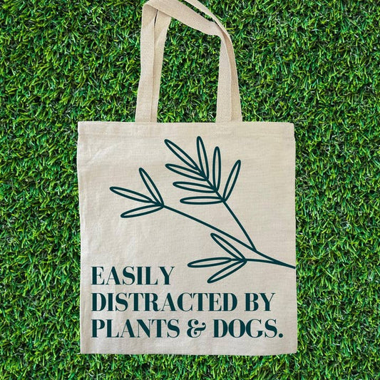 Easily Distracted By Plants & Dogs Tote Bag