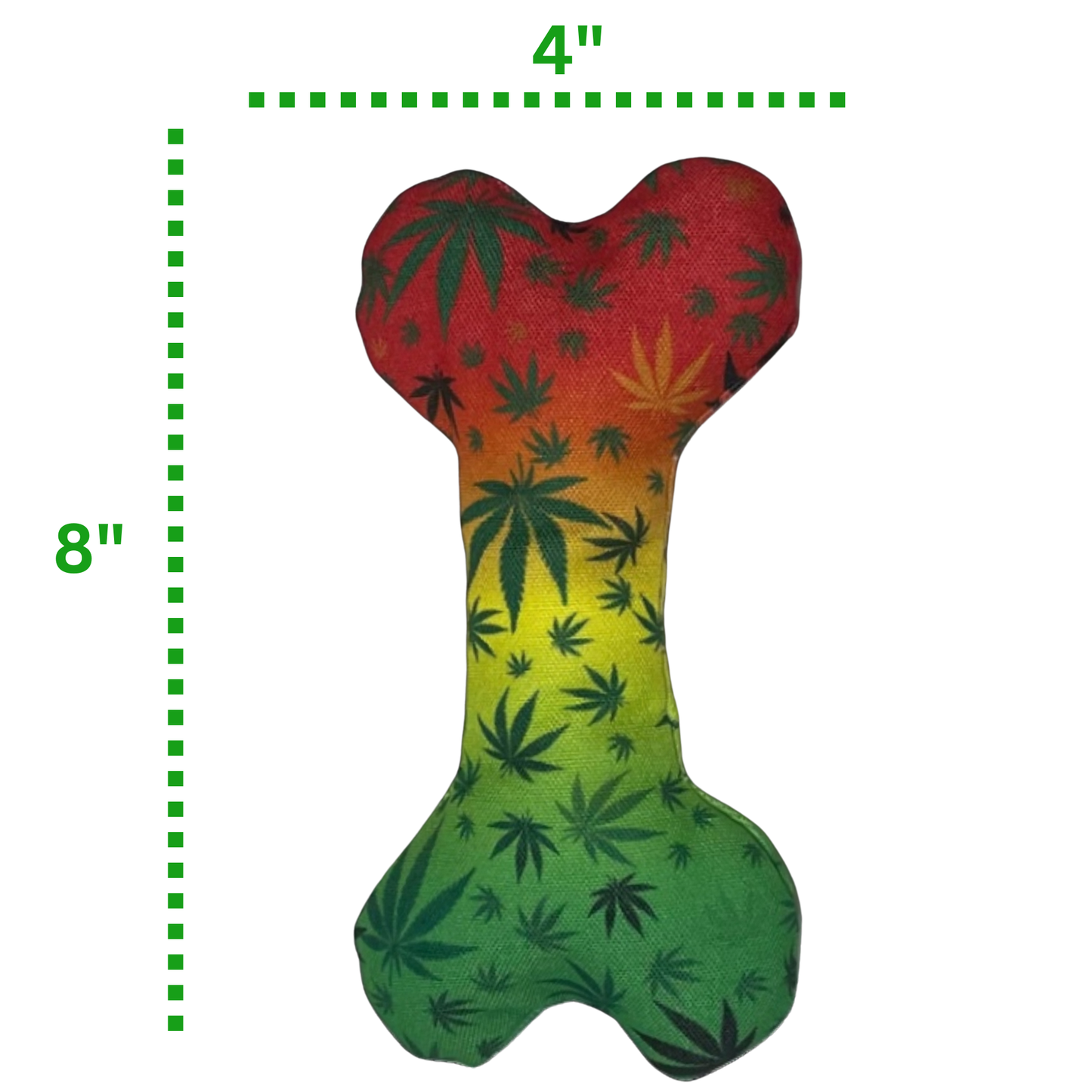 Stoned to da Bone, Rasta Weed Leaf Patten, 420 Bone Dog Toy