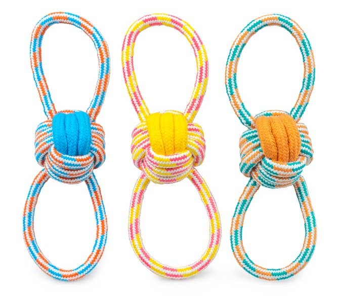 ThoozyPet Figure 8 Knot Ball Rope Dog Toy Blue / Red 11.5"