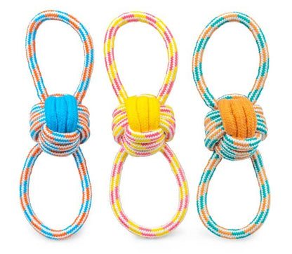 ThoozyPet Figure 8 Knot Ball Rope Dog Toy Blue / Red 11.5"