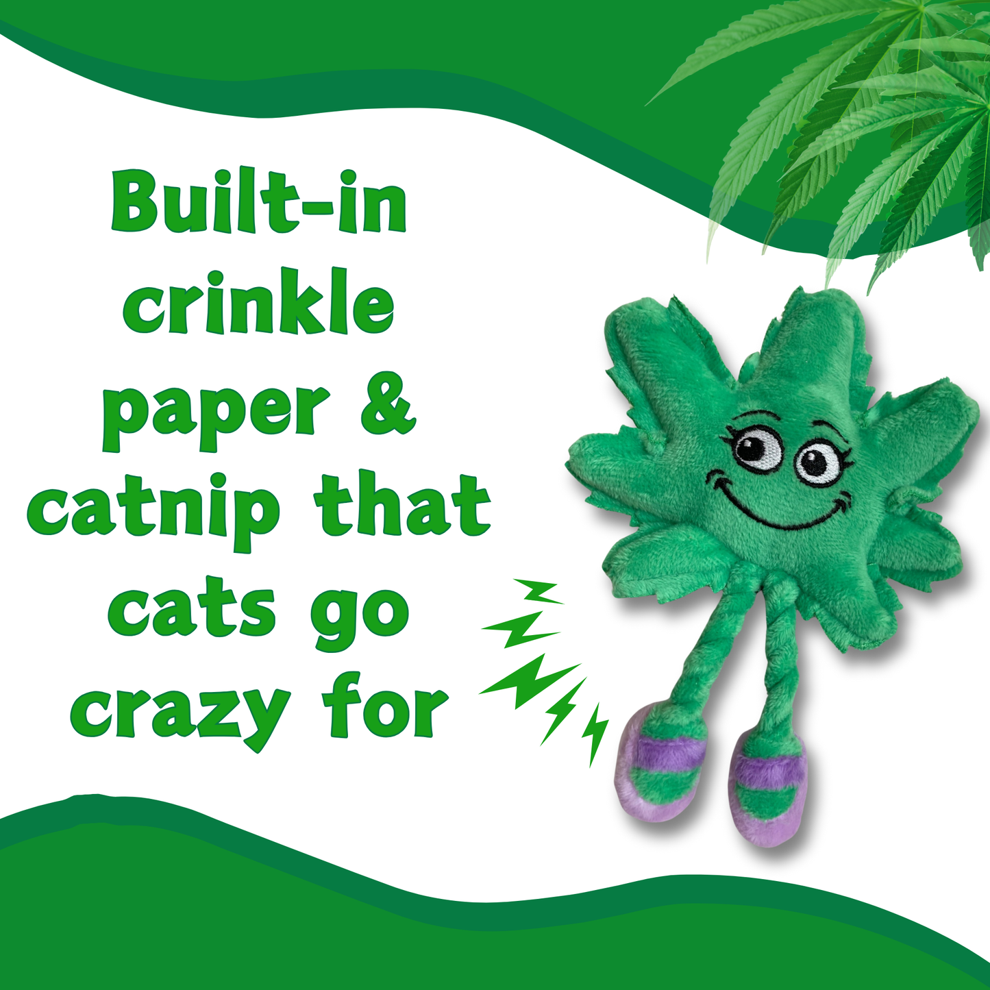 Lil' Mary Jane the Marijuana Leaf, Plush Catnip 420 Cat Toy