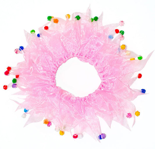 Multipet Party Pom Pom Collar Pink Medium