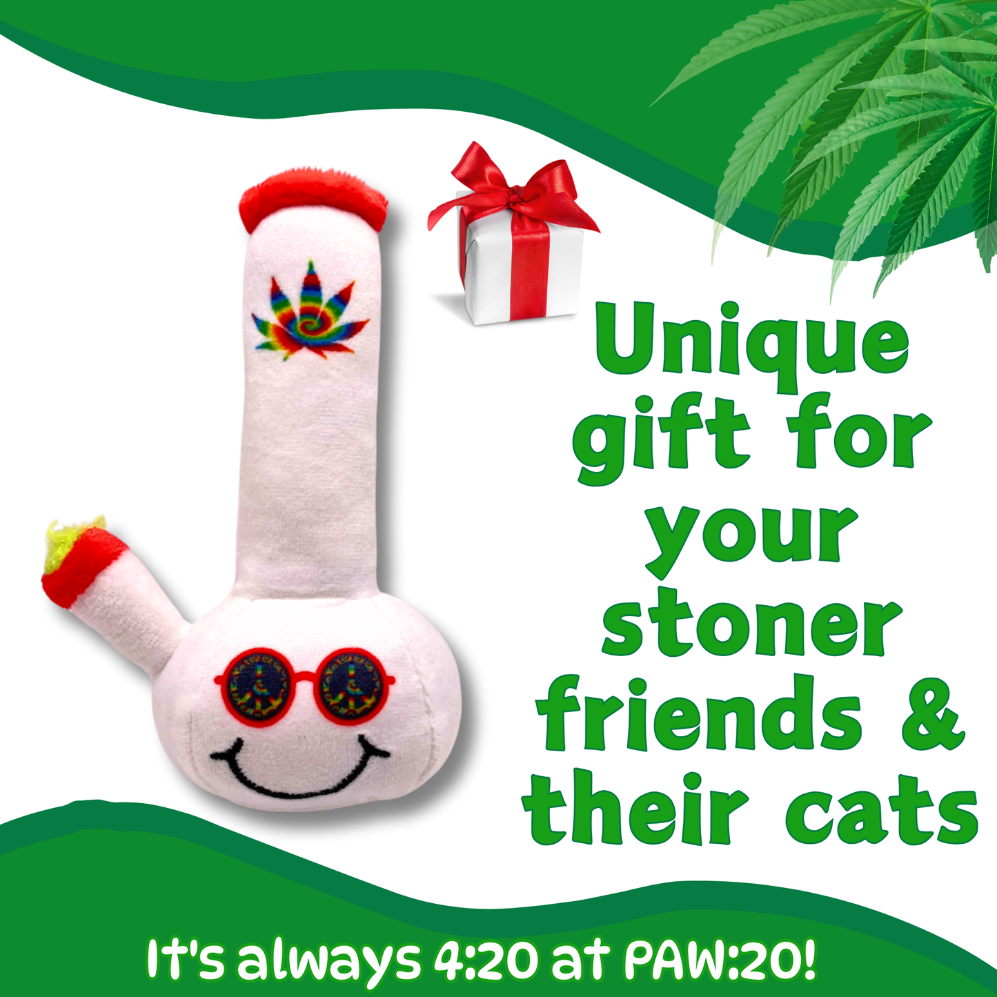 Lil' Billie Bong, Parody Plush Weed Theme Catnip 420 Cat Toy