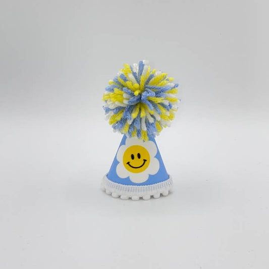 blue daisy party hat