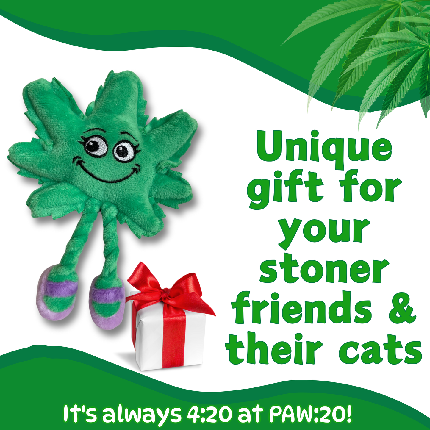 Lil' Mary Jane the Marijuana Leaf, Plush Catnip 420 Cat Toy