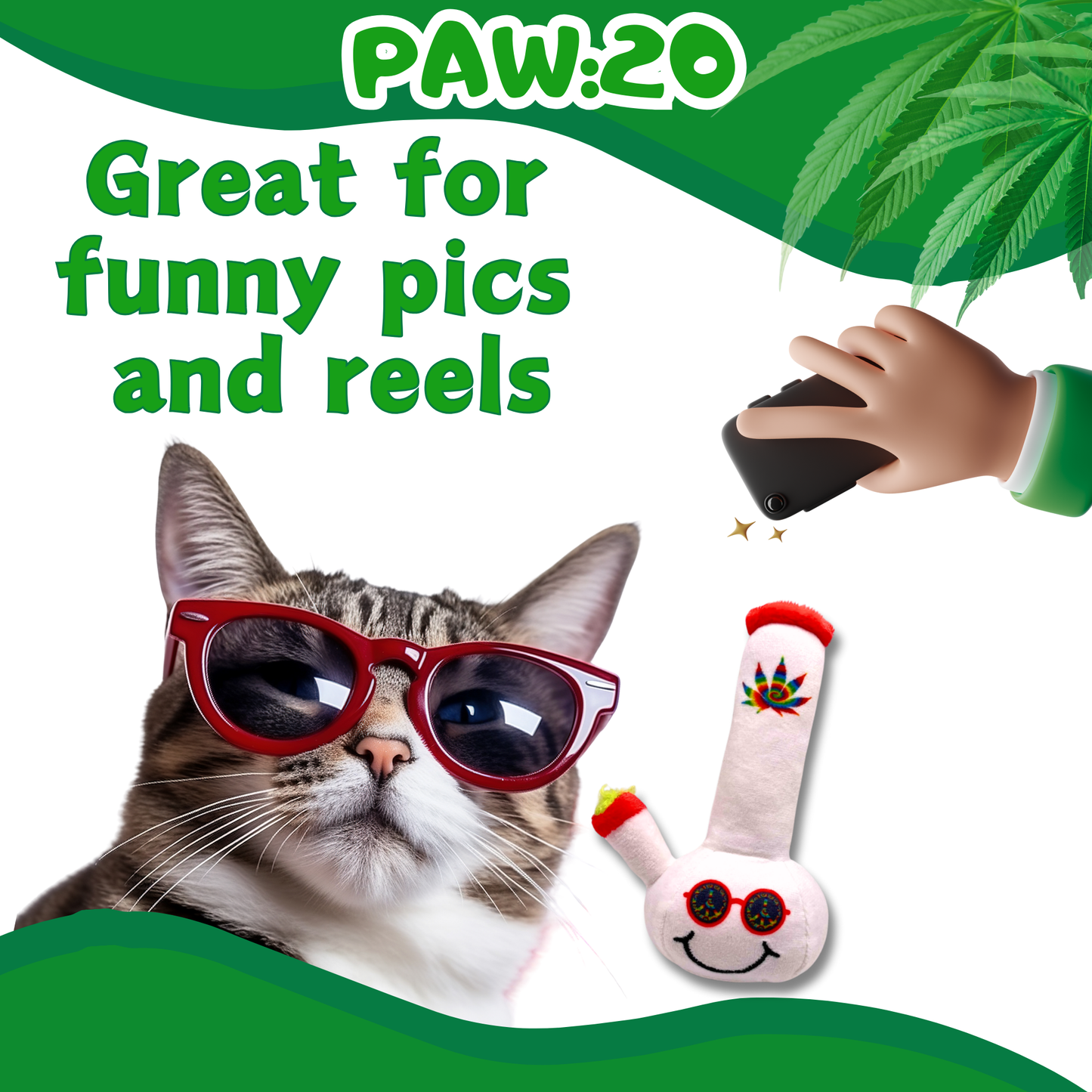 Lil' Billie Bong, Parody Plush Weed Theme Catnip 420 Cat Toy
